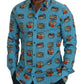 Elegant Light Blue Printed Casual Shirt