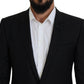 Sleek Black Two-Piece Wool Martini Suit