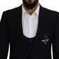 Elegant Black Martini 3-Piece Wool Suit