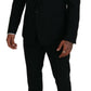 Elegant Black Martini 3-Piece Wool Suit