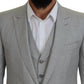Elegant Grey Silk Martini Three-Piece Suit