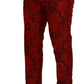 Italian Designer Slim Fit Red Jacquard Suit