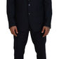 Elegant Blue Martini Wool-Silk Blend Suit