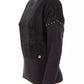 Elegant Long-Sleeved Crew-Neck Sweater with Metallic Detailing