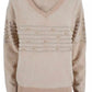 Chic Beige V-Neck Shirt with Metallic Detailing