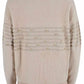Chic Beige V-Neck Shirt with Metallic Detailing