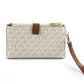 Jet Set Travel Signature Leather Large Double Zip Wristlet Wallet