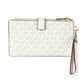Jet Set Travel Leather Logo Large Double Zip Wristlet Wallet Vanilla Powder Blush
