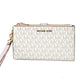 Jet Set Travel Leather Logo Large Double Zip Wristlet Wallet Vanilla Powder Blush