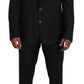 Elegant Black Wool Silk 3-Piece Martini Suit