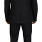 Elegant Black Wool Silk 3-Piece Martini Suit