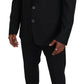 Elegant Black Wool Silk 3-Piece Martini Suit