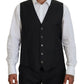 Elegant Black Wool Silk 3-Piece Martini Suit