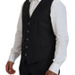 Elegant Black Wool Silk 3-Piece Martini Suit