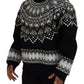 Elegant Black Embellished Cotton Sweater