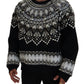 Elegant Black Embellished Cotton Sweater