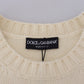 Elegant Off White Virgin Wool Sweater