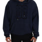 Elegant Dark Blue Cotton Pullover Sweater