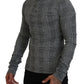 Elegant Gray Plaid Pullover Sweater