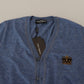 Elegant Blue Cotton Cardigan Sweater
