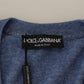 Elegant Blue Cotton Cardigan Sweater