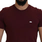 Maroon Cotton Crew Neck Casual Tee