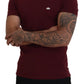 Maroon Cotton Crew Neck Casual Tee