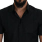 Elegant Black Silk Blend Dress Shirt