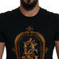 Elegant Black Printed Cotton T-Shirt