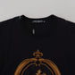 Elegant Black Printed Cotton T-Shirt