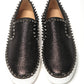 Black/Dk Gun Pik Boat Flat Lurex Shoes