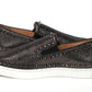 Black/Dk Gun Pik Boat Flat Lurex Shoes