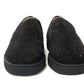 Black Boat Man Flat Veau Shoes