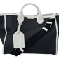 Elegant Two-Tone Leather Shopper Tote