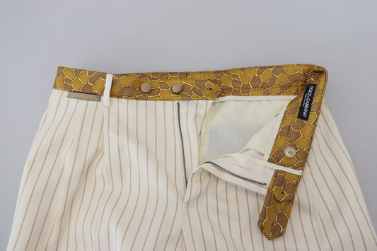 Off White Gold Striped Tuxedo Slim Fit Suit