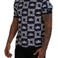 Elegant Crown Print Crewneck Tee in Blue