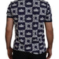 Elegant Crown Print Crewneck Tee in Blue