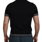 Elegant Black Silk Polo T-Shirt with White Detailing