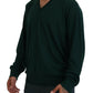 Elegant Green V-Neck Cashmere Sweater
