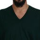 Elegant Green V-Neck Cashmere Sweater