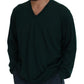 Elegant Green V-Neck Cashmere Sweater