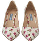 Elegant Floral Print Leather Heels