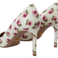 Elegant Floral Print Leather Heels