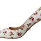 Elegant Floral Print Leather Heels