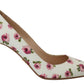 Elegant Floral Print Leather Heels