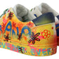 Multicolor Handpainted Low Top Leather Sneakers