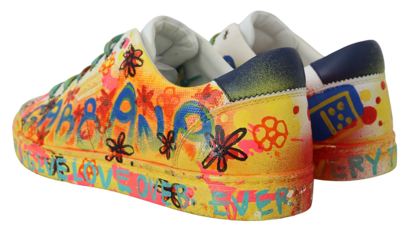 Multicolor Handpainted Low Top Leather Sneakers