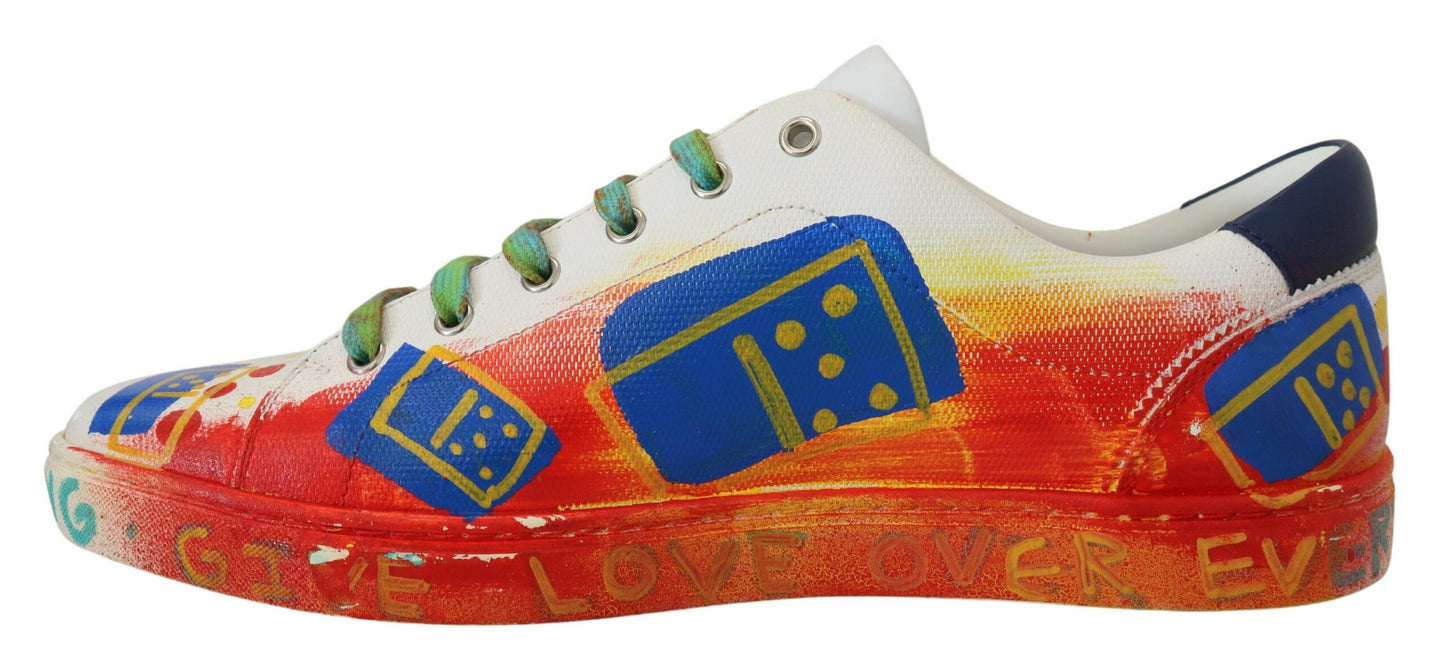 Multicolor Handpainted Low Top Leather Sneakers