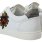 Elegant Low-Top Leather Sneakers with Silver Accents