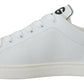Elegant Low-Top Leather Sneakers with Silver Accents